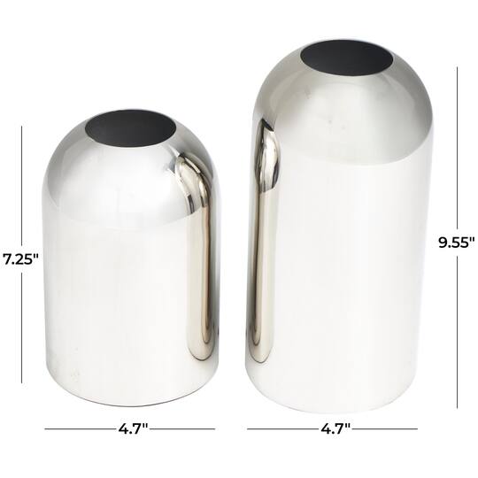 Silver Stainless Steel Vase with a Sleek Mirror Finish Set